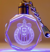 Llaveros de cristal con luz led personalizados